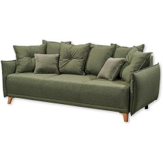 Stella Trading PAMPLONA Comfortable Sofa Bed with Bed Box, Green, Extendable Sofa with Sleep Function, 232 x 91 x 105 cm (W x H x D)