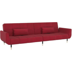Vidaxl Sofa Bed 2-Seater Sofa Couch with Sleep Function, Sofa Bed Guest Bed with 2 Cushions, Sofa Bed Living Room, Modern, Wine Red Velvet