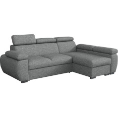 Mirjan24 Boston Mini Corner Sofa with Sleep Function and Bed Box, Upholstered Corner with Adjustable Headrests, L Sofa, Upholstered Set, Living Landscape (Aragon 93, Side: Right, 2r+LC)