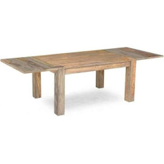 Massivmoebel24.De Nature Grey Sheesham Dining Table with Attachment Plates Various Sizes, Colour: Oiled Grey, Size: 180-26 x 90 cm