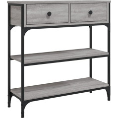 Makastle Narrow Console Table with 2 Drawers and 2 Shelves, 72.5 x 25 x 75 cm, Side Table, Entrance Table, Hallway Table, Metal Frame, Small Sofa Table for Living Room, Grey Sonoma