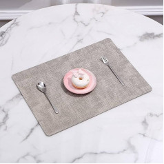 Mesnt Tischset Rechteckig Leder, 2er-Set Doppelseitiges Rechteck. Schmutzabweisend, hitzebeständig. Platzdeckchen für Küche,Zuhause,Restaurant,Speisetisch, 43x30cm, Beige Grau