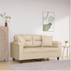 Klyeon 2-Sitzer-Sofa mit Kissen Creme 120 cm Mikrofasergewebe,Modernes 2Sitzer Sofa aus Mikrofaser mit Zierkissen für Entspannung und Gemütlichkeit Wohnzimmer, Sofas