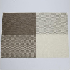 Amdxd Set of 4 Christmas Square Place Mats, 70% PVC + 30% PET Place Mats, Washable, Christmas Grid, Non-Slip, Table Coasters, Decoration, Light Brown, for Kitchen, Home, Restaurant, 45 x 30 cm