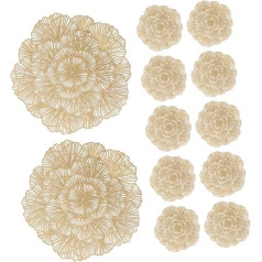 Amosfun Pack of 12 Decorative Coasters Placemats for Dining Table Kitchen Place Mats for Holiday Patio Lounger Tripods Non-Slip Washable Dish Mat Bowl Placemats PVC