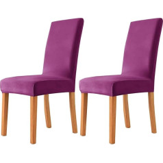 ‎Zrcyxdw ZRCYXDW Velvet Chair Covers, Elastic Chair Cover, Soft with Elastic Base, Chair Cover for Restaurant, Banquet, Purple, Set of 2