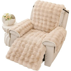 ‎Ebeta EBETA Soft Plush Armchair Protector, Armrest Covers, Non-Slip Armchair Cover, Fluffy Faux Fur Recliner Chair Cover (Light Brown, 60 x 225 cm)