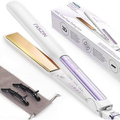 Faszin 2 in 1 Straightener Curls and Straightening, Titanium Plates Ion Hair Straightener for a Smooth Style, 20s Quick Heating, 3D Floating Panel Prevents Hair Pulling, with LCD Display, 130°C -
