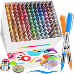 120 Colours Brush Tip Acrylic Pen Set, Acrylic Paint Marker for Stones, Wood, Ceramic & Glass - Quick Drying, Waterproof, Non-Toxic, Versatile Acrylic Paint Pens for DIY, Arts & Crafts