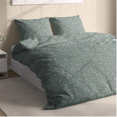 Träumschön Flannelette Bed Linen 4-Piece 135 x 200 cm & 80 x 80 cm Green - Flower Vine Mint Design - Floral Bed Linen Green - Fluffy Bed Linen