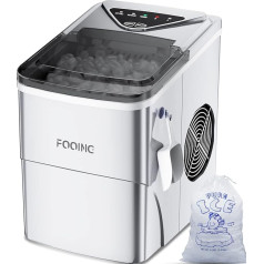 Fooing Ice Cube Maker, Processing Machine for Ice Ready in 6 Minutes, 2L, with Ice Scoop and Basket, LED Display for Home, Bar, Kitchen, Office