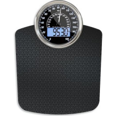 Adamson Hybrid + 2-in-1 Digital & Analogue Body Scales up to 180 kg + Thick Tempered Glass + Extra Large Display + Easy to Read Digital Bathroom Scales + Black Matrix
