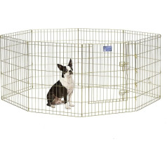 MidWest Homes for Pets Dog Playpen, Pet Playpen, Foldable, Metal, with Door, 61 x 76 cm, Gold Galvanised, 542-30