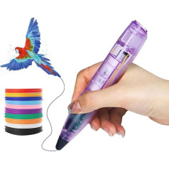 LIHUACHEN 3D Pen for Children Set with 24 Colours PLA Plastic Filament, PLA Compatible 3D Printing Pen (Purple)