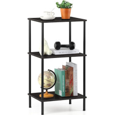 UOMIO Industrial High Side Table with 3 Levels for Living Room, 32 x 40 x 76 cm, Wooden Sofa Table with Storage Space for Small Space, Vertical Bedside Table for Bedroom - Black