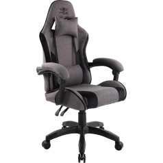 Spirit of Gamer - Arena Gaming Chair Made of Fabric and Microfibre, Includes 2 Cushions, Backrest Adjustable from 90° to 130°, Seat Height Adjustable, Load Capacity 100 kg, Black and Grey