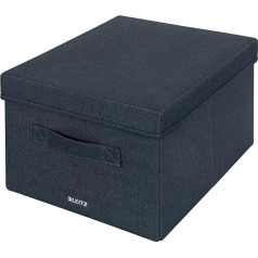 Leitz Storage Box with Fabric Lid, Set of 2 Organising Boxes, Universal, Foldable & Environmentally Friendly, Organiser for Office, Household, School or as Sofa Organiser, Grey, Medium, 61440089