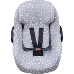 JYOKO KIDS Car Seat Cover Compatible with Pég Perego Primo Viaggio, Uppababy Mesa GO, Cotton (White Star)