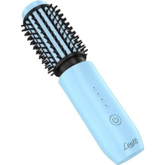 Leeko Wireless Heated Curling Brush, 3-in-1 Hot Hair Brush 40 mm, Portable Heated Curling Iron and Straightening Brush with 4 Temperatures, 7000 mAh USB Rechargeable Wireless Curling Iron, Blue