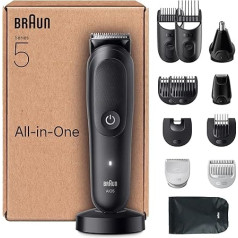 Braun All-in-One Series 5 Grooming Set 13-in-1, Nose Hair Trimmer, Ultra Sharp Blade, Men's Electric Razor, Body Shaver, Beard Trimmer and Hair Trimmer, Body Trimmer, AIO5565, Black