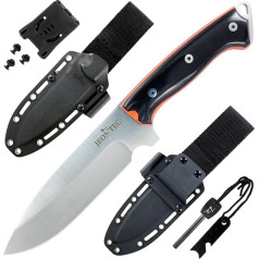 JEO-TEC Nº39 - Full Tang Knife for Bushcraft Outdoor Camping Belt Knife Survival Knife - 14.5 cm Blade Steel MOVA with Sheath - Handmade in Spain