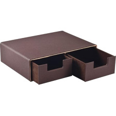 XNONE Leather Stackable Stationery Drawer Box with 2 Closed, Handmade Drawer for Storing Coffee Pods, Coffee Pot Top Part of Jewellery/Cosmetic Desk Organiser, Brown