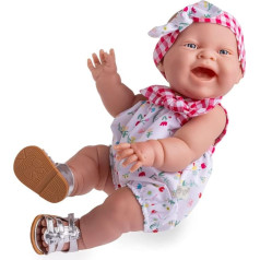 JC TOYS Lola Spring Picnic Doll 36 cm Soft Vinyl Smiling Face Lying Doll Clothes Printed Vichy and Flowers and Sandals Girls Age 2+