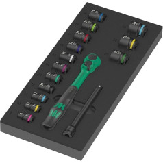 Wera Zyklop Comfort 05150114001 9724 Foam Insert 8010 B Zyklop Comfort Ratchet Set 1, 3/8 Inch, 16 Pieces