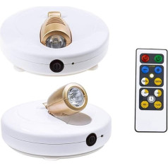 Honwell Spot Lamp, LED, Wireless Ceiling Spotlight with Remote Control, Puck Light, Reading Lamp, AA Battery Operated, Night Light with Rotating Light Head, for Mirror, Paint, Dartboard, Kitchen Stairs, Aisle, Pack of 2