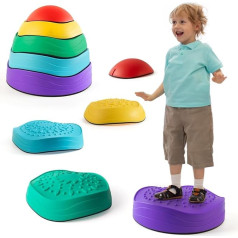 XAZASTOV Pack of 5 Stacking Stones Balancing Stones for Children, Non-Slip, Promote Balance, Motor Skills & Coordination, River Stones Children's Balancing Indoor & Outdoor for Boys Girls 3 4 5 6+