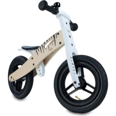hauck Balance N Ride Children's Balance Bike from 2 Years up to 20 kg, Wooden Balance Bike, Saddle Height Adjustable, Slide Wheel with 12 Inch Pneumatic Wheels, Bell, Carry Handle, without Pedal