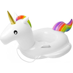 Flyboo Baby Swimming Ring Inflatable Unicorn Swimming Seat Child’s Boat Children’s Swimming Aid with Sun Protection for Children (White Unicorn)