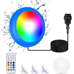 KWODE LED Underwater Pool Lighting for Above Ground Pool, 10 W RGB Underwater LED Light Magnet with 18 LED Beads, for Frame Pool, Steel Wall Pool, Aquarium, Bathtub, IP68 Waterproof, 7 m Cable