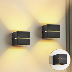 Doughelec LED Wall Light Wall Lamp Indoor Gold Black Vintage Wall Lamp G9 Interchangeable 6 W Warm White 3000 K with Light Slot, Aluminium Wall Light Up Down Bed Lamp for Living Room Bedroom 2 Pieces