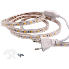 FOLGEMIR 15 m Warm White LED Strip, 220 V 230 V Light Strip, 60 LEDs/m Strip, IP65 Light Tube, Mild Backlight