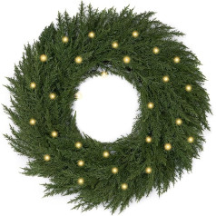 Valery Madelyn 61 cm / 24 Inch Door Wreath Christmas with Lighting 30 LED Lights, Foldable Front Door Christmas Wreath, Green Advent Wreath, Christmas Decoration, DIY Fir Wreath, Table Wreath Made of