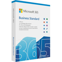 Microsoft 365 Business Standard | 1 User, 5 PCs/Macs, 5 Tablets and 5 Mobile Devices | 1 Year Subscription | Box