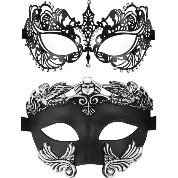 Oidea Masquerade Mask for Couple - Vintage Ancient Roman Greek Venetian Mask Lace Masks Metal Halloween Prom Party Costume Ball Mardi Gras Mask for Women Men