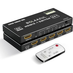 BolAAzuL 8K HDMI 2.1 Switch 4K 120Hz, HDMI Switch 5 in 1 Out 8K@60Hz 4K@120Hz 2K@144Hz, HDMI 2.1 Splitter 5-Port with IR Remote Control, HDMI 5x1 HDR, 48GBPS, CEC, Dolby Vision for Xbox PS5 PC TV