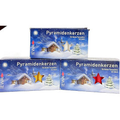 apog-Versand Set of 3 small pyramid candles, 1 x white, 1 x red, 1 x natural, approx. 14 x 74 mm, Christmas candles, advent candles, Christmas tree candles, tree candles, candles