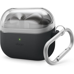 elago Compatible with Samsung Galaxy Buds 3 Case & Galaxy Buds 3 Pro Case, Duo Case with Carabiner, Premium Silicone + TPU Case, Wireless Charging, Headphone Accessories, for Men, Women (Black)