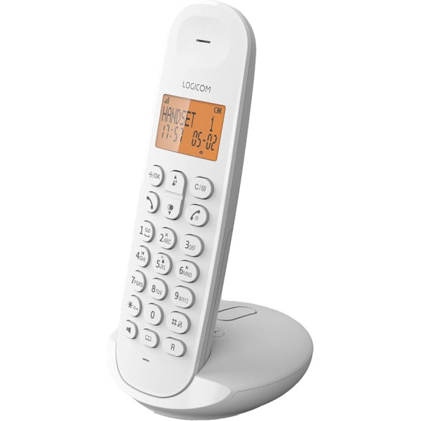 Logicom ILOA 155T Cordless Landline Telephone with Answering Machine - Solo - Analog and DECT Telephone - White