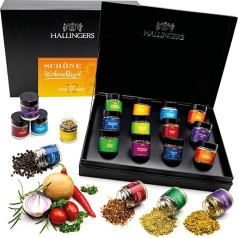 Hallingers Schöne Weihnachtszeit - Zu Weihnachten 12 Gewürze Geschenkset, Geschenkbox Gewürze, Gewürze Geschenkset (Set) - Ostergeschenke Osterkörbchen Ostereier & als Osterdeko | Neues Zuhause Glückw