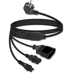 RIIEYOCA 1 to 3 Extension Cable, 90 Degree EU 4.8 mm Male to Type C EU4.0 mm Female, C5, C13 Protective Contact Extension Cable (Short)
