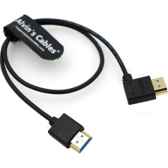Alvin's Cables 8K 2.1 HDMI Cable High Speed for Atomos Ninja V Monitor, Straight to Left Angle HDMI Cable for Z CAM E2, Sony FS5| FS7| A7S3 Cameras 50cm