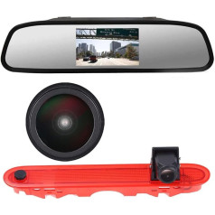 4.3 Inch Rear View Mirror Monitor + Super HD Night Vision Brake Light Reversing Camera for Renault Kangoo II 2007-2021/Mercedes-Benz Citan Tourer W415 Micro Camper 2012-2021/OEM: 414523CSG 439498CAG