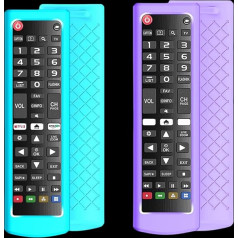 2 Stück Fernbedienung für LG TV, Silikon-Schutzhülle für LG AKB75095307 AKB75375604 AKB74915305 Anti-Rutsch-Fernbedienung für LG LCD LED HDTV 3D 4K OLED leuchtet im Dunkeln (leuchtet lila und leuchtet