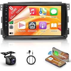 8 Core 6+128G Wireless Carplay Android Car Radio for Mercedes Benz Smart Fortwo 2005-2010 9 Inch Radio with Android Car GPS WiFi Mirror Link Bluetooth FM/RDS/EQ Rear View Camera