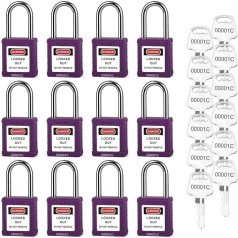 BOZZYS Lockout Tagout Locks 12 Pieces Purple Lotus Locks Keyed Alike 12 Keys Per Security Lock Padlock for Electric Lockouts Set of 12