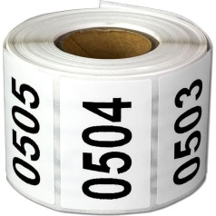 500 Etiketten - 0501 bis 1000 Etiketten - fortlaufende Zahlenaufkleber (3,8 x 2,5 cm, weiß) für Inventar oder Qualitätskontrolle